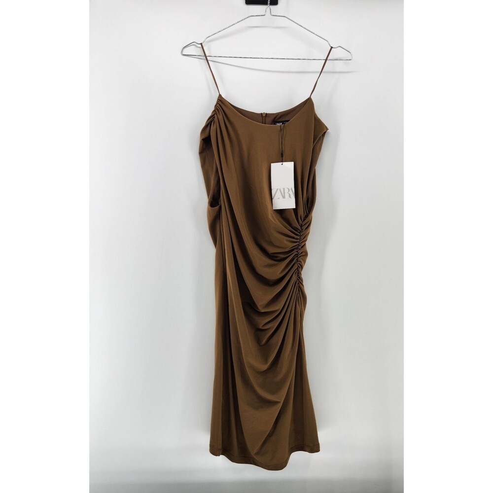 Zara Women's Medium Brown Ruched Bodycon‎ Dress NWT
